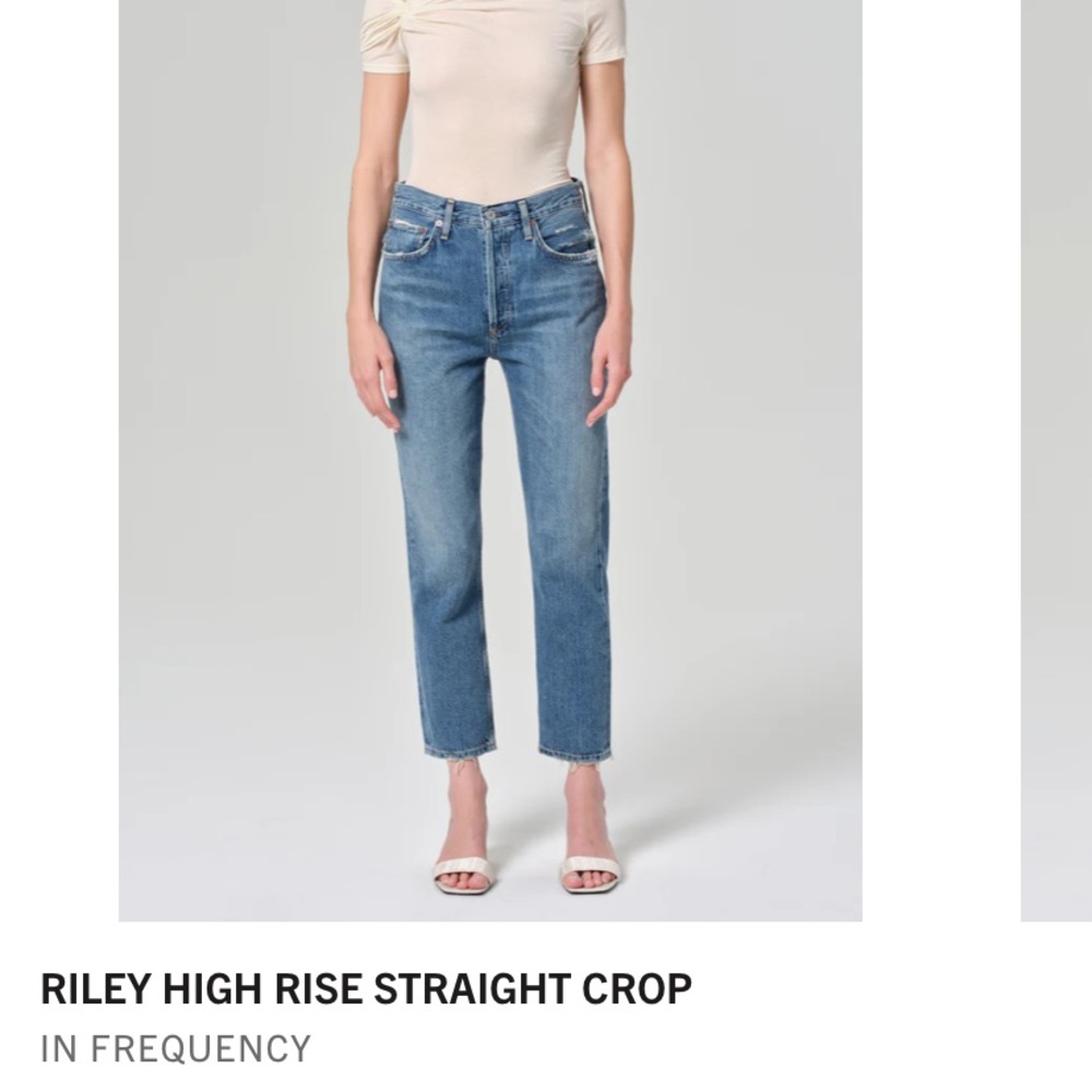 Agolde - Riley High Rise Straight Crop Jeans - Blue